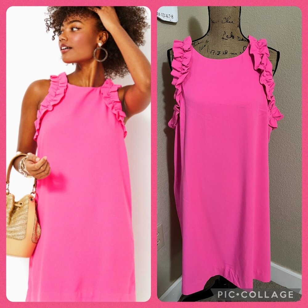 Lilly Pulitzer Kailee Ruffle Shift Dress Roxie Pink Size XL